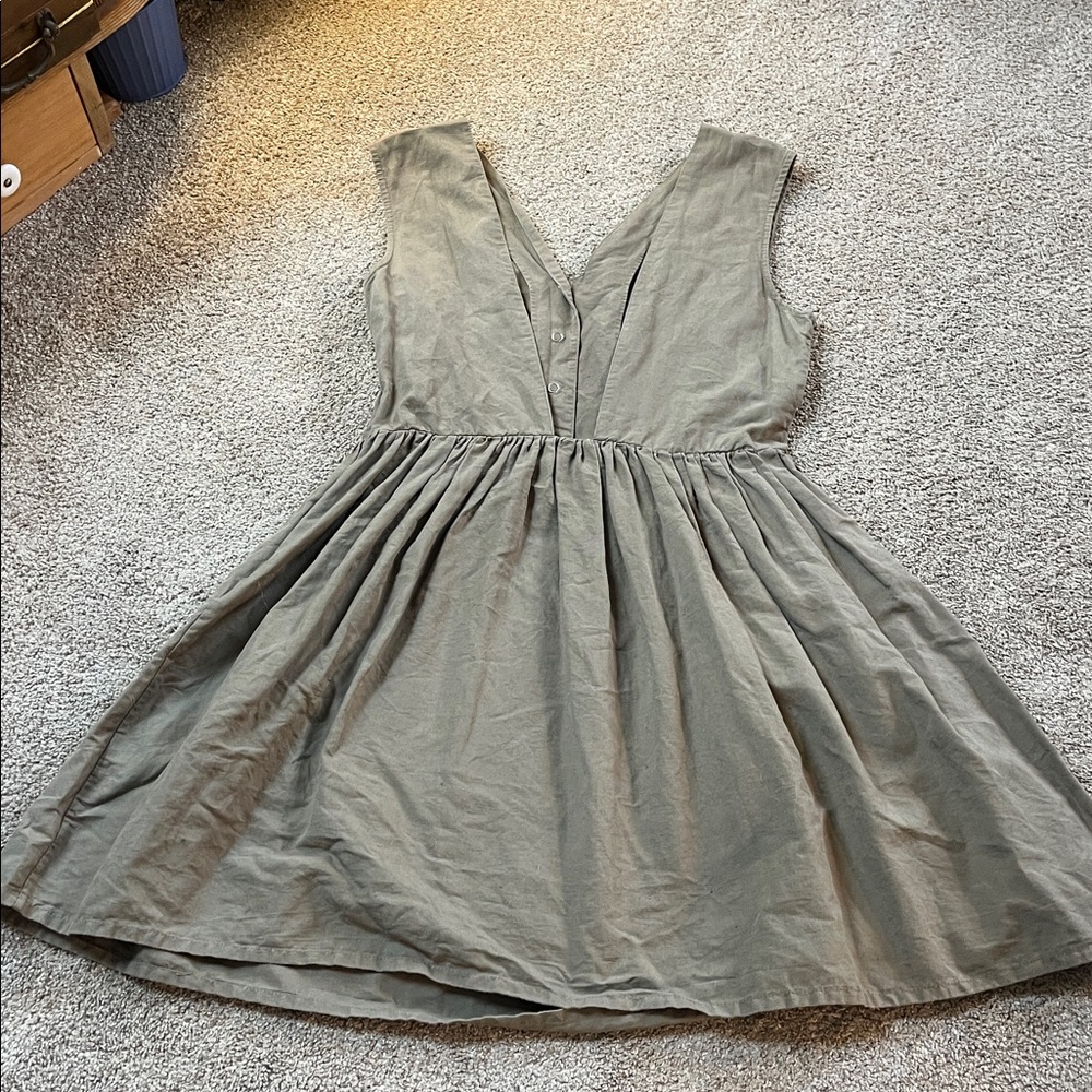 TOPSHOP Boutique Cotton Linen army green true jumper for layering FLOUNCE! sz6 - Picture 6 of 9